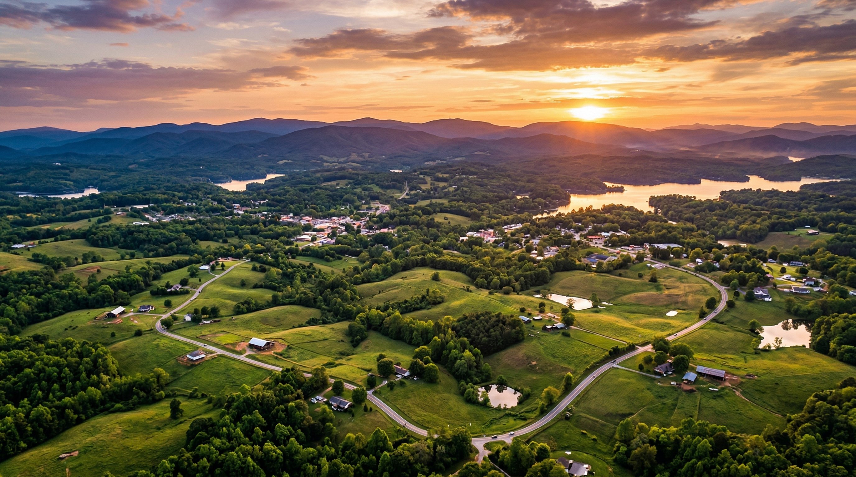 Upstate South Carolina landscape near the Blue Ridge foothills